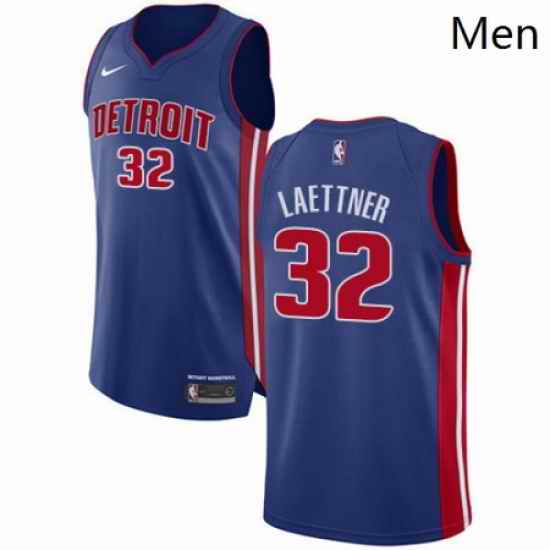 Mens Nike Detroit Pistons 32 Christian Laettner Authentic Royal Blue Road NBA Jersey Icon Edition